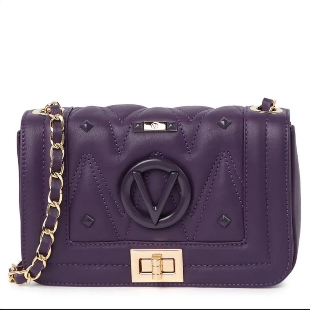 Valentino By Mario Valentino Beatrix Leather Crossbody Bag Color BlackBerry